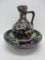 Czech pottery bowl and ewer, paisley amoeba pattern