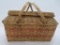 Signed Ho-Chunk Winnebago woven basket with cover, 19