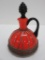 Czech Art Glass cruet, orange and black, metal overlay, 7