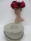 Leslie James fancy floral hat and Marshall Fields hat box