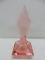 Pink glass perfume bottle, polished bottom, 7