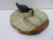 Onyx pin tray with cast iron goose, 6