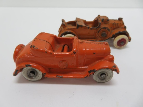 Hubley and Kilgore Convertible Cast Iron Cars, 3" and 3 1/2"