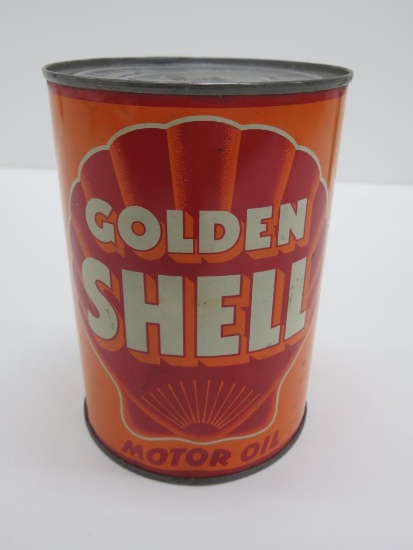 Unopened Golden Shell Quart Motor Oil Can
