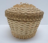 Signed Mohawk Basket with lid, 6