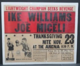 Vintage Boxing Poster, Ike Williams vs Joe Miceli, 27 1/2