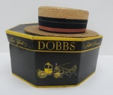 Man's Straw Hat and Dobbs Hat Box