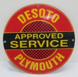 DeSoto Plymouth Enamal Approved Service Advertising Sign, 11 1/2