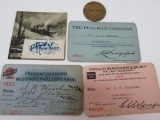 Three 1900's Railroad Passes, Illinois Central Token, and 1886 Train Card