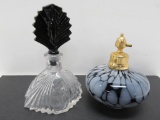 Two art glass vintage perfume bottles