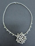 Rhinestone necklace, Sterling Star Flower Cluster, 15