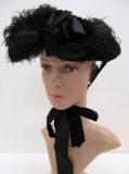 Early black beaded and plume hat