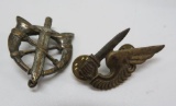 Two military pins, possible WWII era, 1 3/4