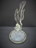 Lovely Vintage perfume bottle, bird stopper, clear, 6