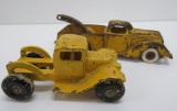 Cast iron wrecker truck and semi cab, 3 1/2