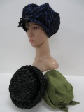 Three vintage ladies hats