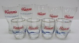 Nine vintage Hamm's beer glasses