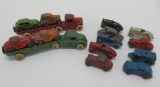 Nine mini cars and two car haulers, cars 1 1/2