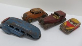 Assorted metal and tin toy lot, cars and hauler