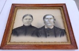 Ole Olsen Sveum chalk portraits framed, late 1800's