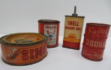 Four Automotive Tins / Bank