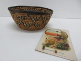 Native American Woven Basket and 1914 Post Card