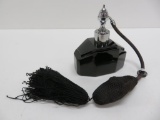 Marcel Franck Paris Black Glass Atomizer / Perfume Bottle, 4 1/2