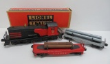 Lionel #602 Diesel Locomotive Engine and two flat bed cars