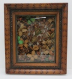 Lovely Ornate Folk Art Framed Seed and Nut Art Piece