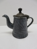 Small Grey Enamalware Gooseneck Tea Pot, 5