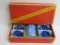 Akro Agate Smoker's Set with box, blue swirl