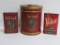 Three varieties of Velvet Tobacco metal tins, two pocket size
