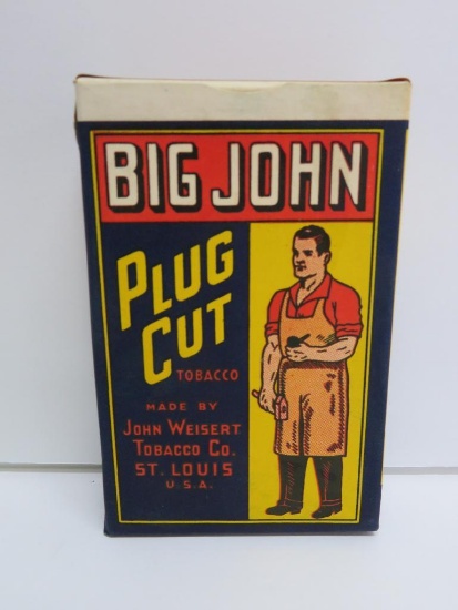 Big John Plug Cut Tobacco box, John Weisery St Louis, 4 1/2"
