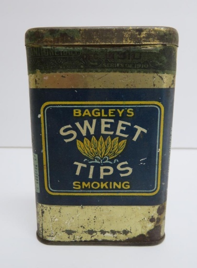 Bagley's Sweet Tips Smoking Tobacco pocket tin, 3" x 4 1/2"