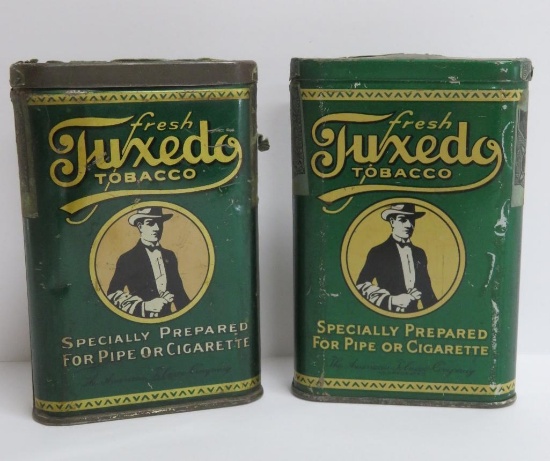 Two Tuxedo tobacco pocket tins, 4 1/2"