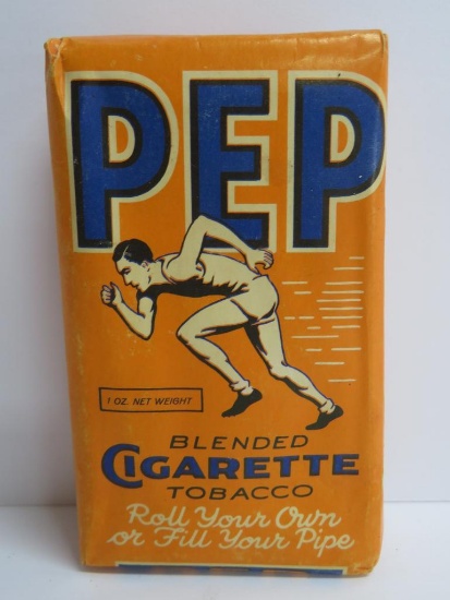 Pep cigarette tobacco package, athlete running, 3" x 5"