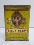 Dill's Best Rubbed Smoking Tobacco, 4 oz metal pocket tin, curved