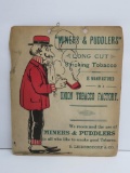Miners ad Puddlers Long Cut Smoking Tobacco sign, paper, Union Tobacco Factory, Leidersdorf Co Milw.