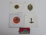 Five chewing tobacco tin tags, woman, military, & patriotic themed
