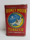 Honey Moon Tobacco pocket tin, two sided design, Penn Tobacco Co, 4 1/2