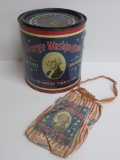 George Washington Cut Plug tobacco can and cloth tobacco pouch