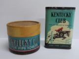 Kentucky Club pocket tin and cardboard round tub box