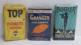 Three full tobacco packages, TOP, Granger and Bugler