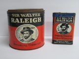 Sir Walter Raleigh pocket tin and round tobacco tin