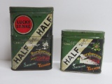 Two Half and Half pocket tins, full and 1/2 size, Lucky Strike and Buckingham