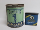 Bugler pocket tin and round cigarette tobacco tin