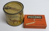 Pocono cigarette case and Camel cigarette tin