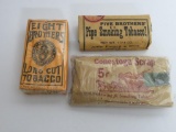 Three Tobacco packages, Eight Bros, Five Brothers and Conestoga Scrap