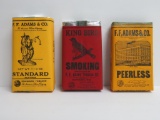 Three tobacco packages, FF Adams, Standard, King Bird and Peerless, Milwaukee Wis
