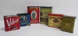 Five tobacco pocket tins and one cigarette tin